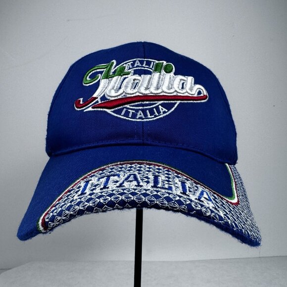Italia Embroidered Blue Baseball Cap Adjustable Hook and Loop Italy Hat OSFM - Picture 1 of 9
